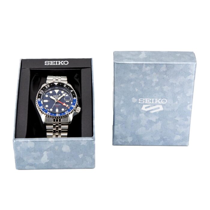 Seiko 5 Sports GMT SKX Automatic Blueberry Dial Silver Steel Strap Watch For Men - SSK003K1 - Image 5